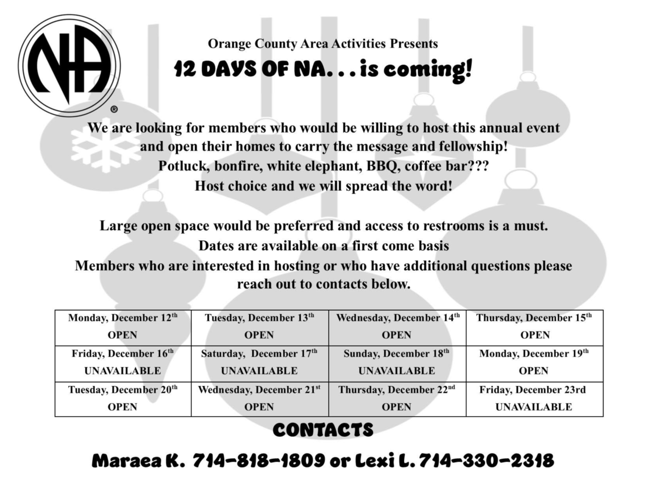 Activities Orange County NA