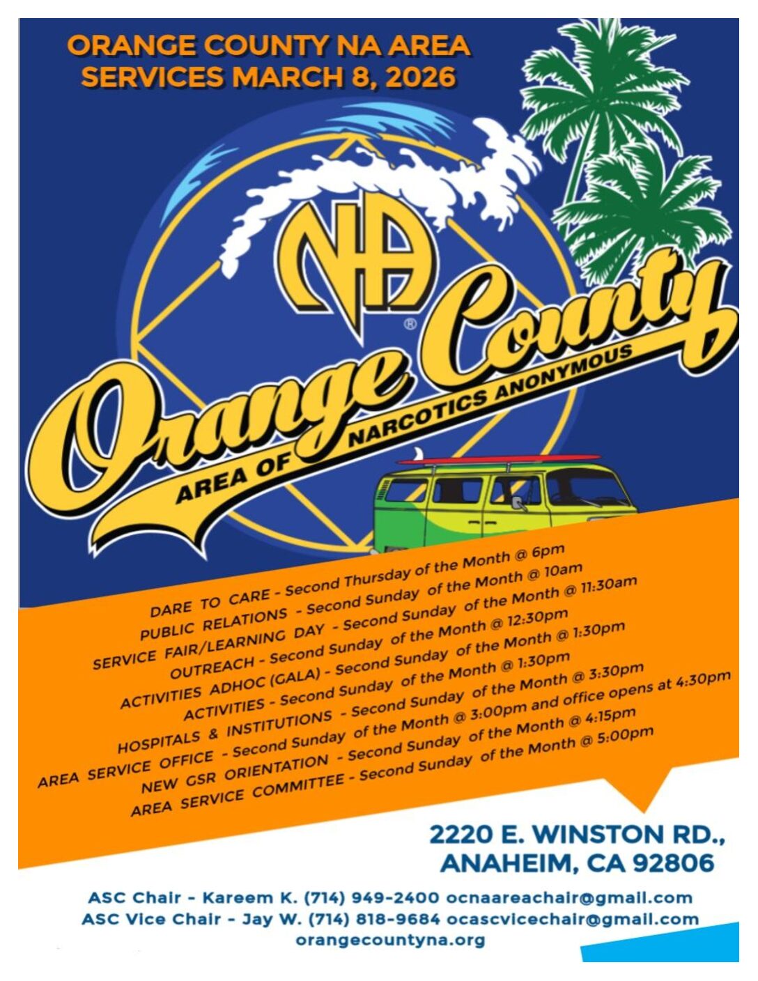 OCNA ASC SCHEDULE 8 MARCH 2026